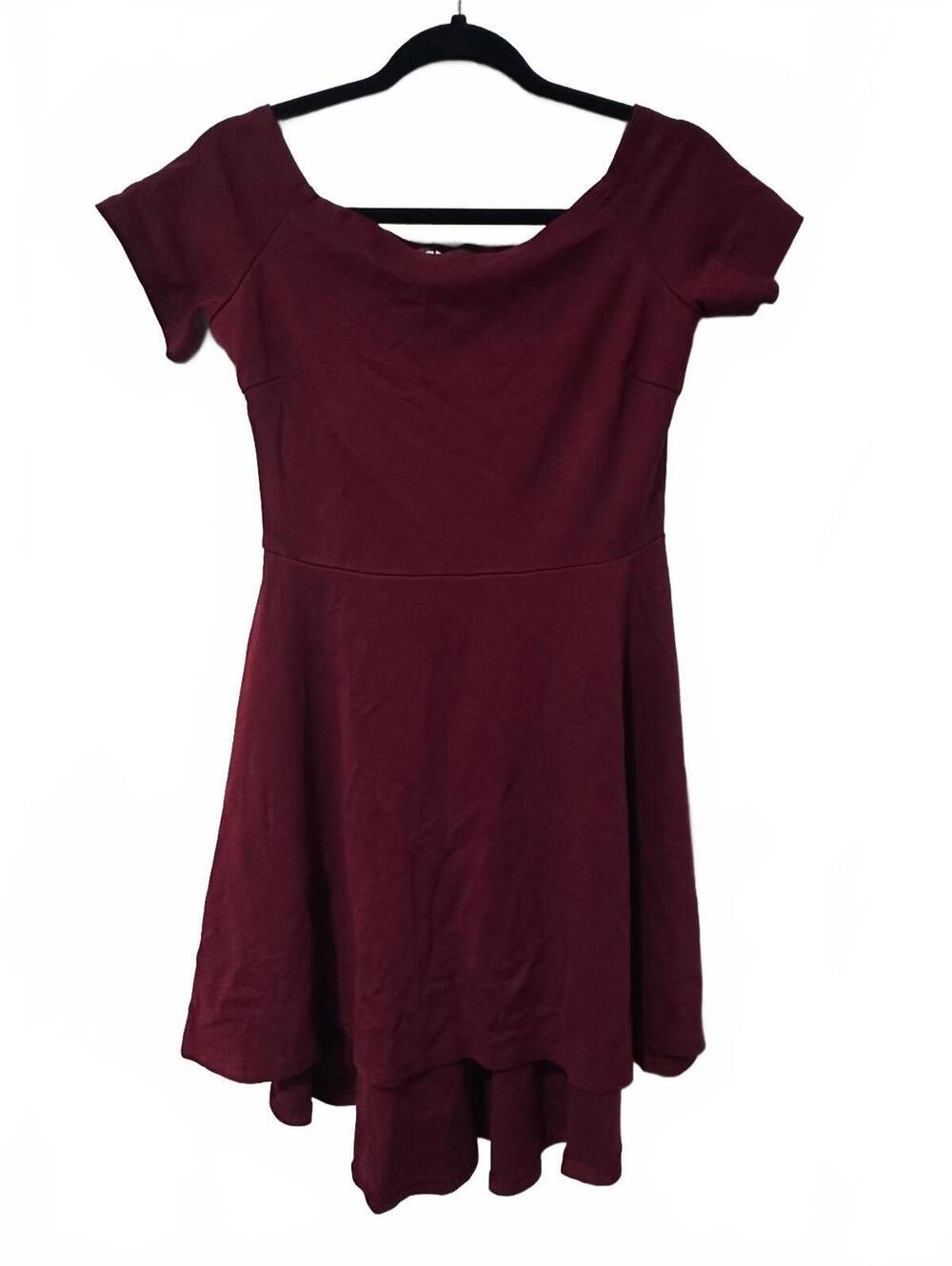 Sarin Mathews burgundy off-shoulder dress